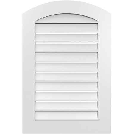 Ekena Millwork Arch Top Surface Mount PVC Gable Vent: Non-Functional, w/ 3-1/2"W x 1"P Standard Frame, 24"W x 34"H GVPAR24X3401SN